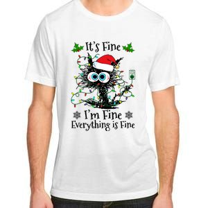 ItS Fine IM Fine Everything Is Fine Cat Christmas Lights Adult ChromaSoft Performance T-Shirt