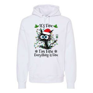 ItS Fine IM Fine Everything Is Fine Cat Christmas Lights Premium Hoodie