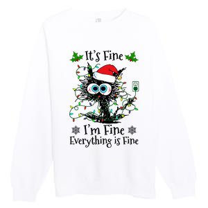 ItS Fine IM Fine Everything Is Fine Cat Christmas Lights Premium Crewneck Sweatshirt