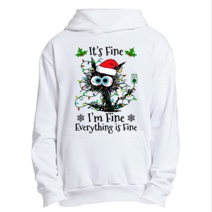 ItS Fine IM Fine Everything Is Fine Cat Christmas Lights Urban Pullover Hoodie