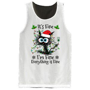 ItS Fine IM Fine Everything Is Fine Cat Christmas Lights Mesh Reversible Basketball Jersey Tank