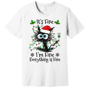 ItS Fine IM Fine Everything Is Fine Cat Christmas Lights Premium T-Shirt