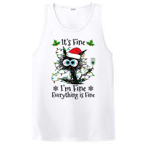 ItS Fine IM Fine Everything Is Fine Cat Christmas Lights PosiCharge Competitor Tank