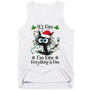 ItS Fine IM Fine Everything Is Fine Cat Christmas Lights Tank Top