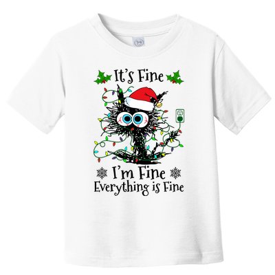 ItS Fine IM Fine Everything Is Fine Cat Christmas Lights Toddler T-Shirt