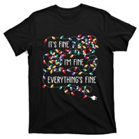 ItS Fine IM Fine Everything Is Fine Christmas Lights Xmas T-Shirt