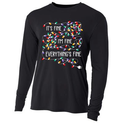 ItS Fine IM Fine Everything Is Fine Christmas Lights Xmas Cooling Performance Long Sleeve Crew