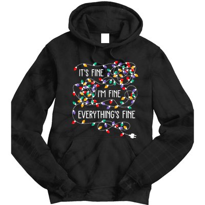 ItS Fine IM Fine Everything Is Fine Christmas Lights Xmas Tie Dye Hoodie