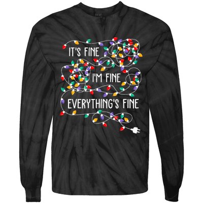 ItS Fine IM Fine Everything Is Fine Christmas Lights Xmas Tie-Dye Long Sleeve Shirt