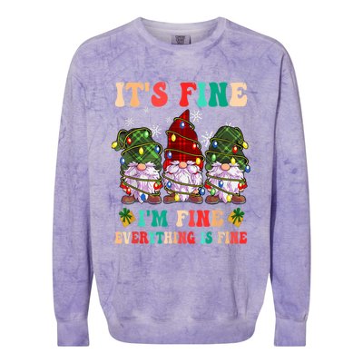 It's Fine I'm Fine Everything Is Fine Christmas Lights Gnome Colorblast Crewneck Sweatshirt