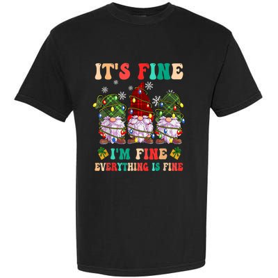 It's Fine I'm Fine Everything Is Fine Christmas Lights Gnome Garment-Dyed Heavyweight T-Shirt