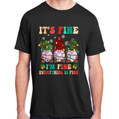 It's Fine I'm Fine Everything Is Fine Christmas Lights Gnome Adult ChromaSoft Performance T-Shirt