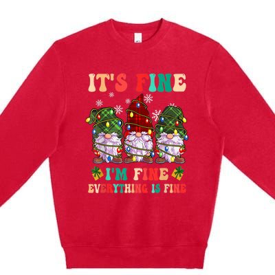 It's Fine I'm Fine Everything Is Fine Christmas Lights Gnome Premium Crewneck Sweatshirt