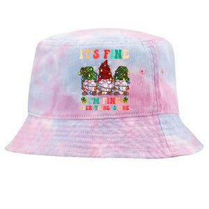 It's Fine I'm Fine Everything Is Fine Christmas Lights Gnome Tie-Dyed Bucket Hat