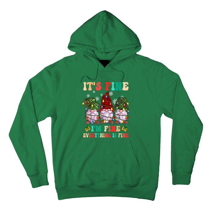 It's Fine I'm Fine Everything Is Fine Christmas Lights Gnome Hoodie