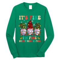 It's Fine I'm Fine Everything Is Fine Christmas Lights Gnome Long Sleeve Shirt