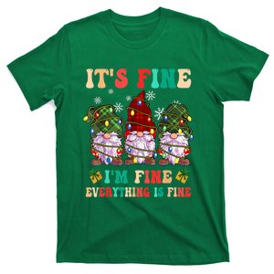 It's Fine I'm Fine Everything Is Fine Christmas Lights Gnome T-Shirt