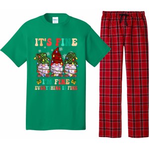 It's Fine I'm Fine Everything Is Fine Christmas Lights Gnome Pajama Set