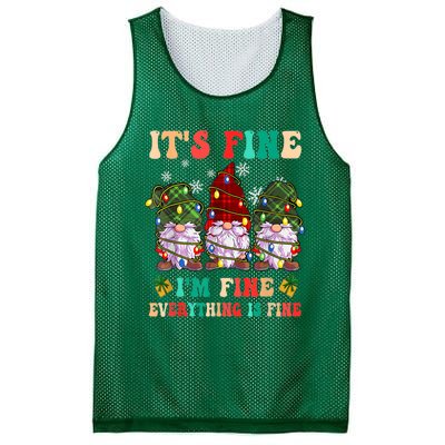 It's Fine I'm Fine Everything Is Fine Christmas Lights Gnome Mesh Reversible Basketball Jersey Tank