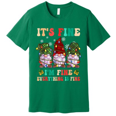 It's Fine I'm Fine Everything Is Fine Christmas Lights Gnome Premium T-Shirt