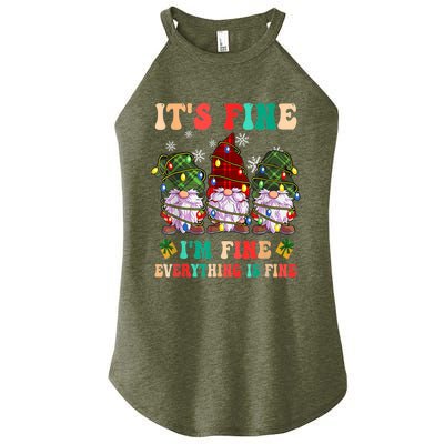 It's Fine I'm Fine Everything Is Fine Christmas Lights Gnome Women’s Perfect Tri Rocker Tank