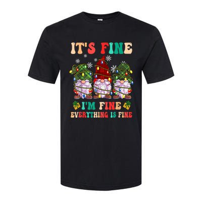 It's Fine I'm Fine Everything Is Fine Christmas Lights Gnome Softstyle CVC T-Shirt