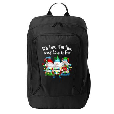 ItS Fine IM Fine Everything Is Fine Gnome Christmas Light City Backpack