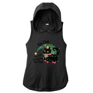 ItS Fine IM Fine Santa Black Cat Xmas Lights Christmas Funny Gift Ladies PosiCharge Tri-Blend Wicking Draft Hoodie Tank