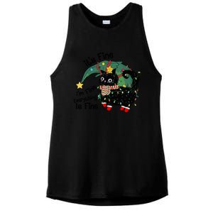 ItS Fine IM Fine Santa Black Cat Xmas Lights Christmas Funny Gift Ladies PosiCharge Tri-Blend Wicking Tank