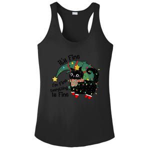 ItS Fine IM Fine Santa Black Cat Xmas Lights Christmas Funny Gift Ladies PosiCharge Competitor Racerback Tank