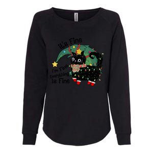 ItS Fine IM Fine Santa Black Cat Xmas Lights Christmas Funny Gift Womens California Wash Sweatshirt