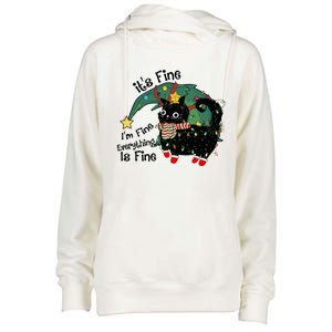 ItS Fine IM Fine Santa Black Cat Xmas Lights Christmas Funny Gift Womens Funnel Neck Pullover Hood