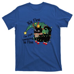 ItS Fine IM Fine Santa Black Cat Xmas Lights Christmas Funny Gift T-Shirt