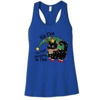 ItS Fine IM Fine Santa Black Cat Xmas Lights Christmas Funny Gift Women's Racerback Tank