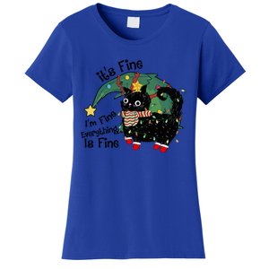 ItS Fine IM Fine Santa Black Cat Xmas Lights Christmas Funny Gift Women's T-Shirt