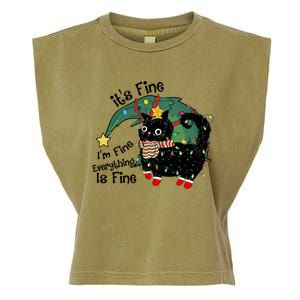 ItS Fine IM Fine Santa Black Cat Xmas Lights Christmas Funny Gift Garment-Dyed Women's Muscle Tee