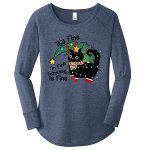 ItS Fine IM Fine Santa Black Cat Xmas Lights Christmas Funny Gift Women's Perfect Tri Tunic Long Sleeve Shirt