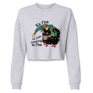 ItS Fine IM Fine Santa Black Cat Xmas Lights Christmas Funny Gift Cropped Pullover Crew