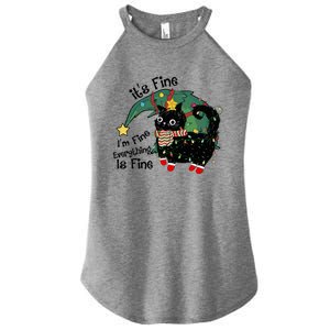 ItS Fine IM Fine Santa Black Cat Xmas Lights Christmas Funny Gift Women's Perfect Tri Rocker Tank