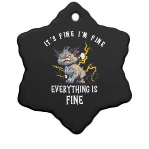 Its Fine Im Fine Everything Is Fine Funny Sarcastic Cat Ceramic Star Ornament