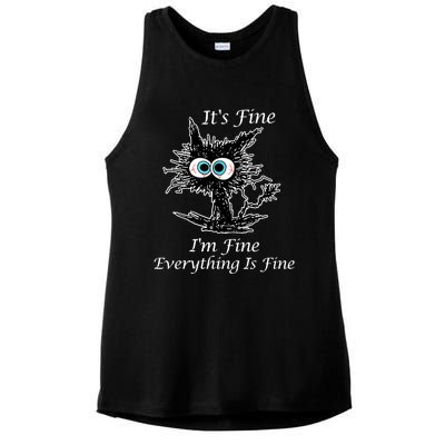 It's Fine I'm Fine Everything Is Fine Funny Cat Ladies PosiCharge Tri-Blend Wicking Tank