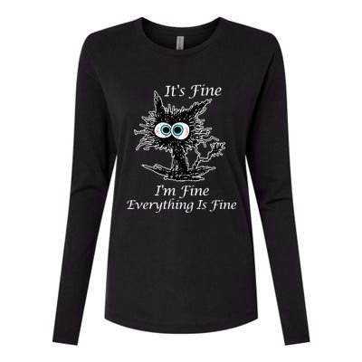 It's Fine I'm Fine Everything Is Fine Funny Cat Womens Cotton Relaxed Long Sleeve T-Shirt