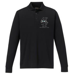 It's Fine I'm Fine Everything Is Fine Funny Cat Performance Long Sleeve Polo