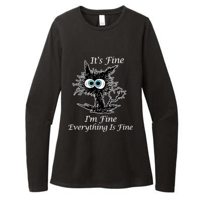 It's Fine I'm Fine Everything Is Fine Funny Cat Womens CVC Long Sleeve Shirt