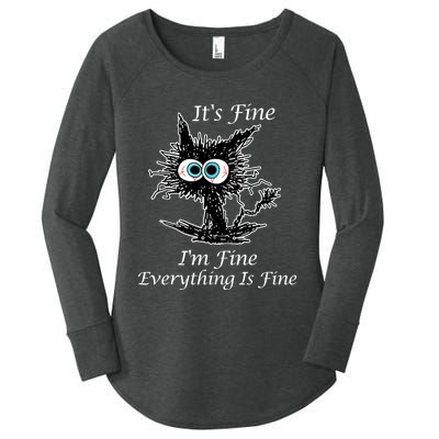 It's Fine I'm Fine Everything Is Fine Funny Cat Women's Perfect Tri Tunic Long Sleeve Shirt