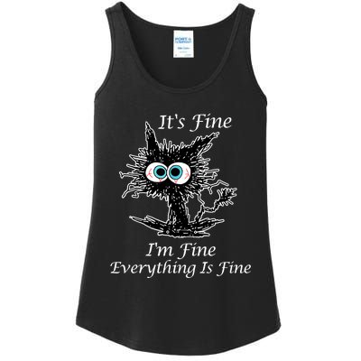 It's Fine I'm Fine Everything Is Fine Funny Cat Ladies Essential Tank