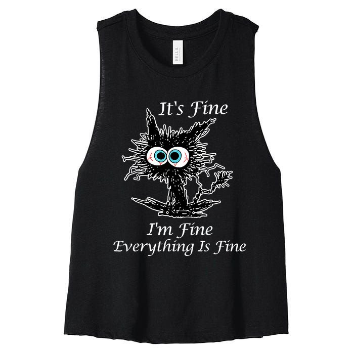 It's Fine I'm Fine Everything Is Fine Funny Cat Women's Racerback Cropped Tank