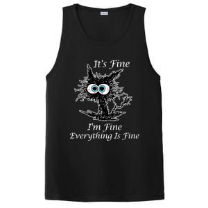 It's Fine I'm Fine Everything Is Fine Funny Cat PosiCharge Competitor Tank