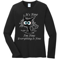 It's Fine I'm Fine Everything Is Fine Funny Cat Ladies Long Sleeve Shirt