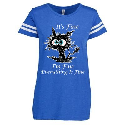 It's Fine I'm Fine Everything Is Fine Funny Cat Enza Ladies Jersey Football T-Shirt